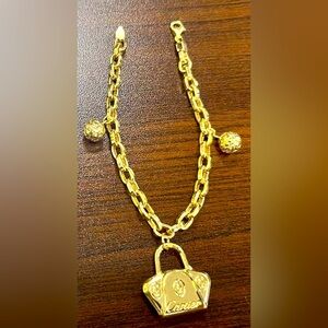 Gold Chain Bracelet with Bag Charm